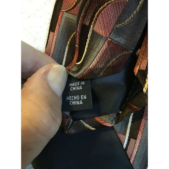 5/$10 Arrow Geometric Silk Tie 58" Orange Gray NWOT - Picture 4 of 6